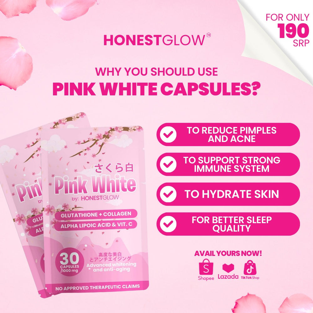 Honest Glow - Pink White Glutathione + Collagen - 30 Caps - Lynne's Beauty Closet