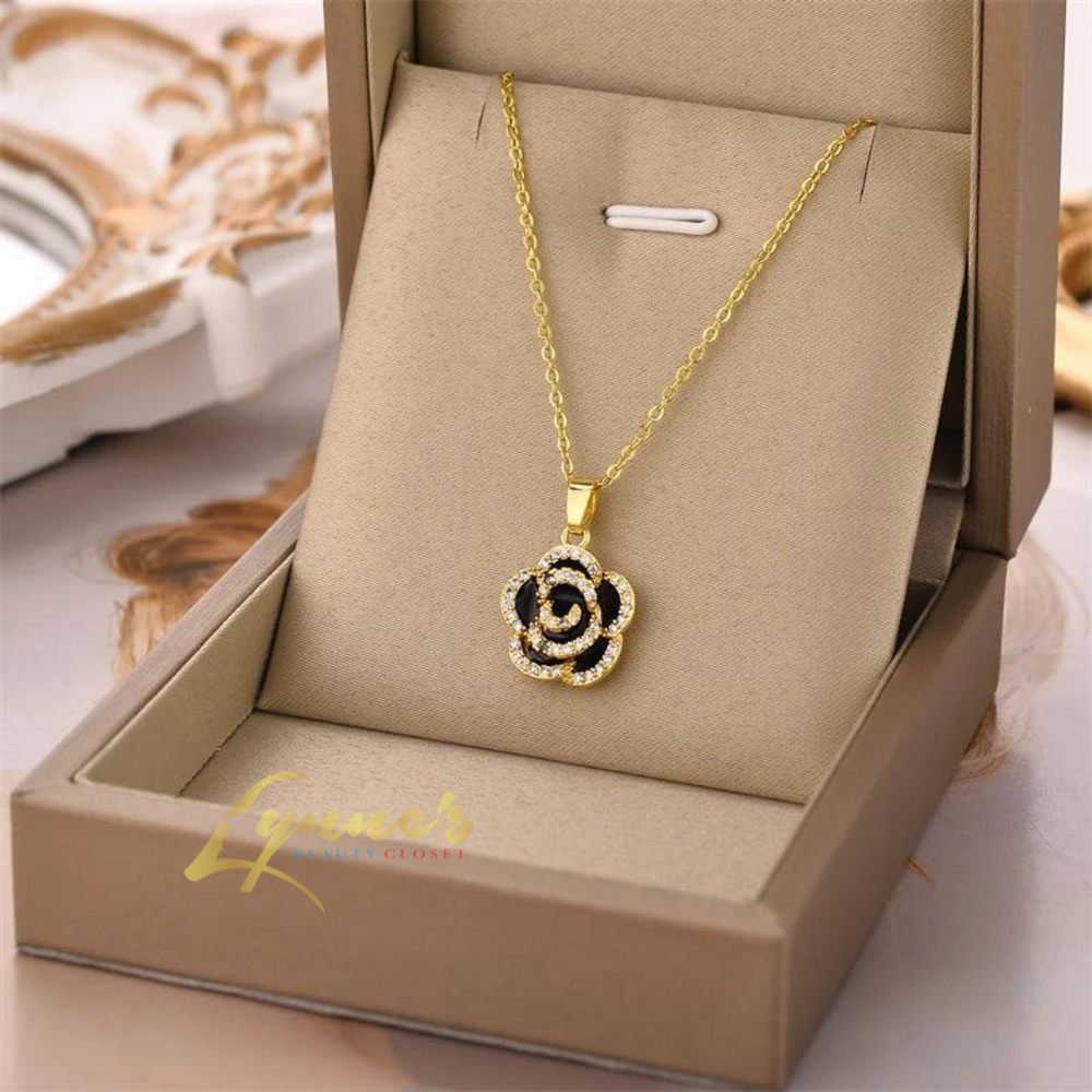 18k Gold Zircon Non-Tarnish Stainless Steel Women Pendant Necklace (NO BOX) - Gold LBC8971 - Lynne's Beauty Closet