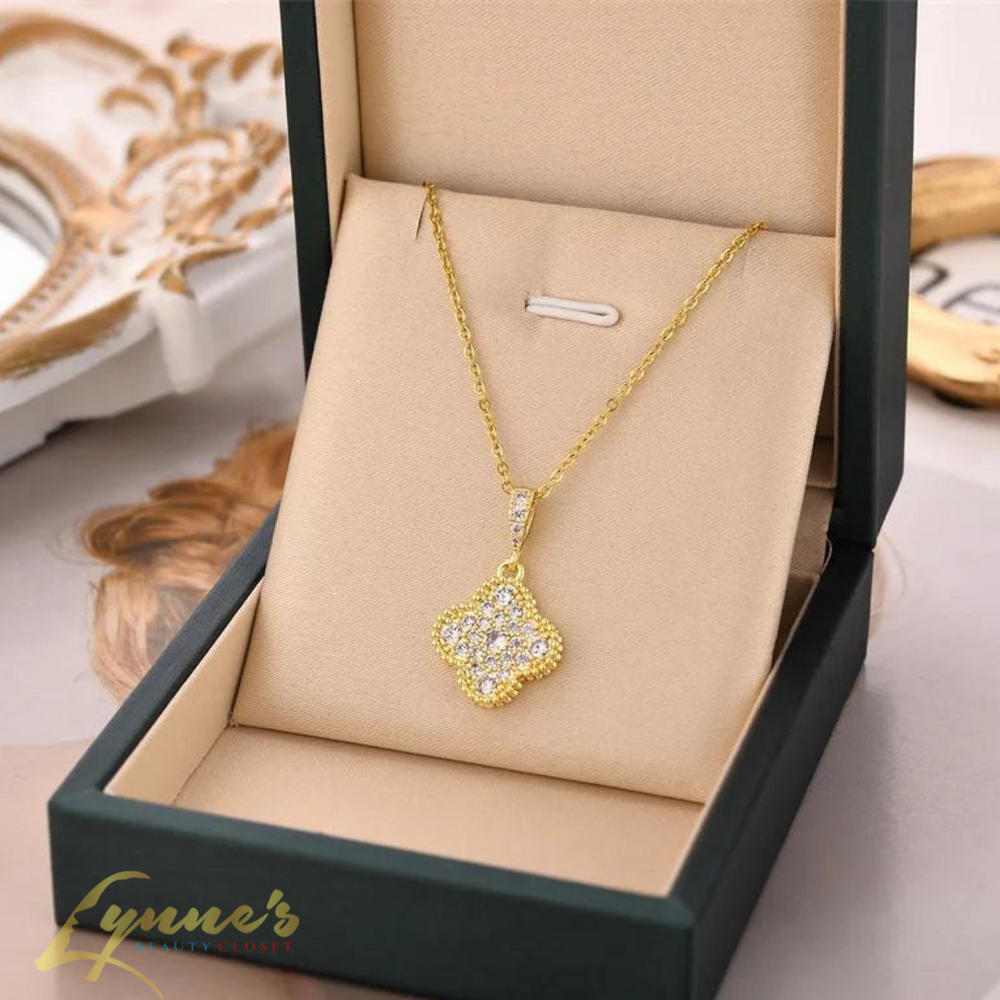 18k Gold Zircon Non-Tarnish Stainless Steel Women Pendant Necklace (NO BOX) - Gold LBC8963 - Lynne's Beauty Closet
