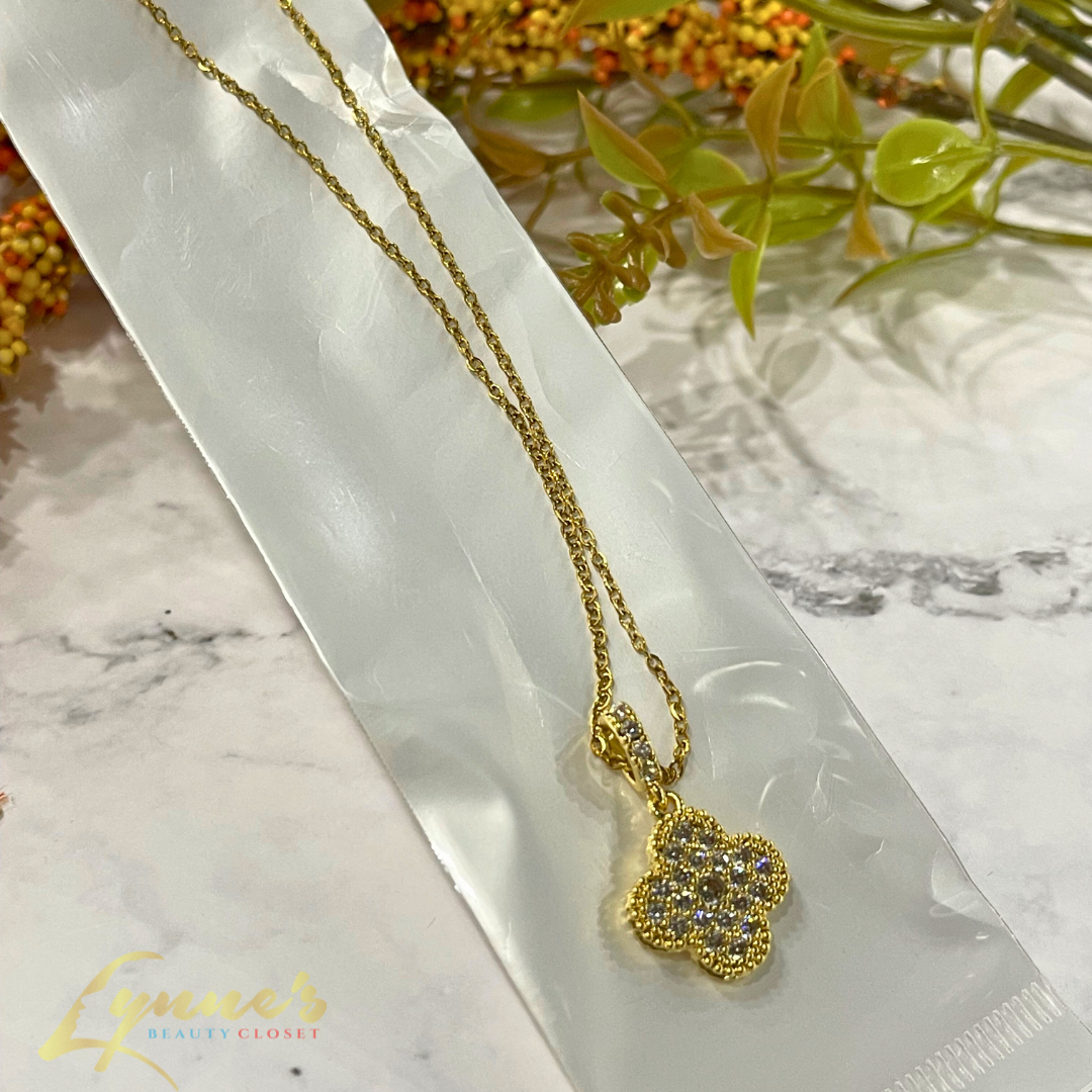 18k Gold Zircon Non-Tarnish Stainless Steel Women Pendant Necklace (NO BOX) - Gold LBC8963 - Lynne's Beauty Closet