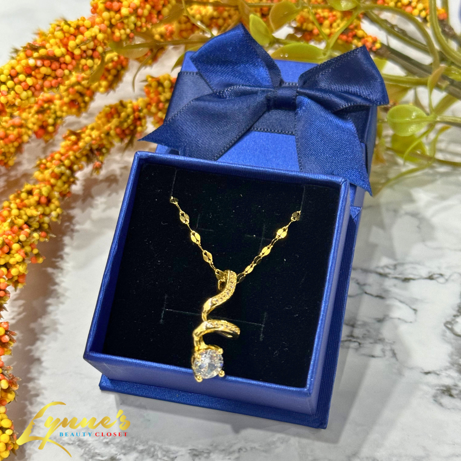 18k Gold Zircon Non-Tarnish Stainless Steel Women Pendant Necklace (NO BOX) - Gold LBC8894 - Lynne's Beauty Closet