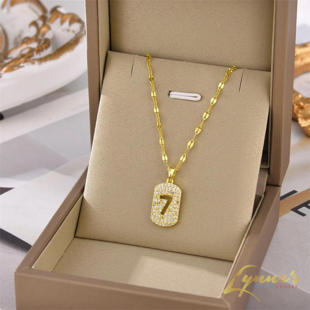 18k Gold Zircon Non-Tarnish Stainless Steel Women Pendant Necklace (NO BOX) - Gold LBC8880 - Lynne's Beauty Closet