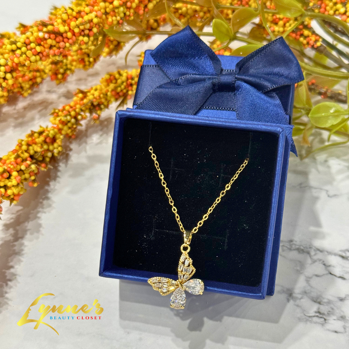 18k Gold Zircon Non-Tarnish Stainless Steel Women Pendant Necklace (NO BOX) - Gold LBC9144 - Lynne's Beauty Closet