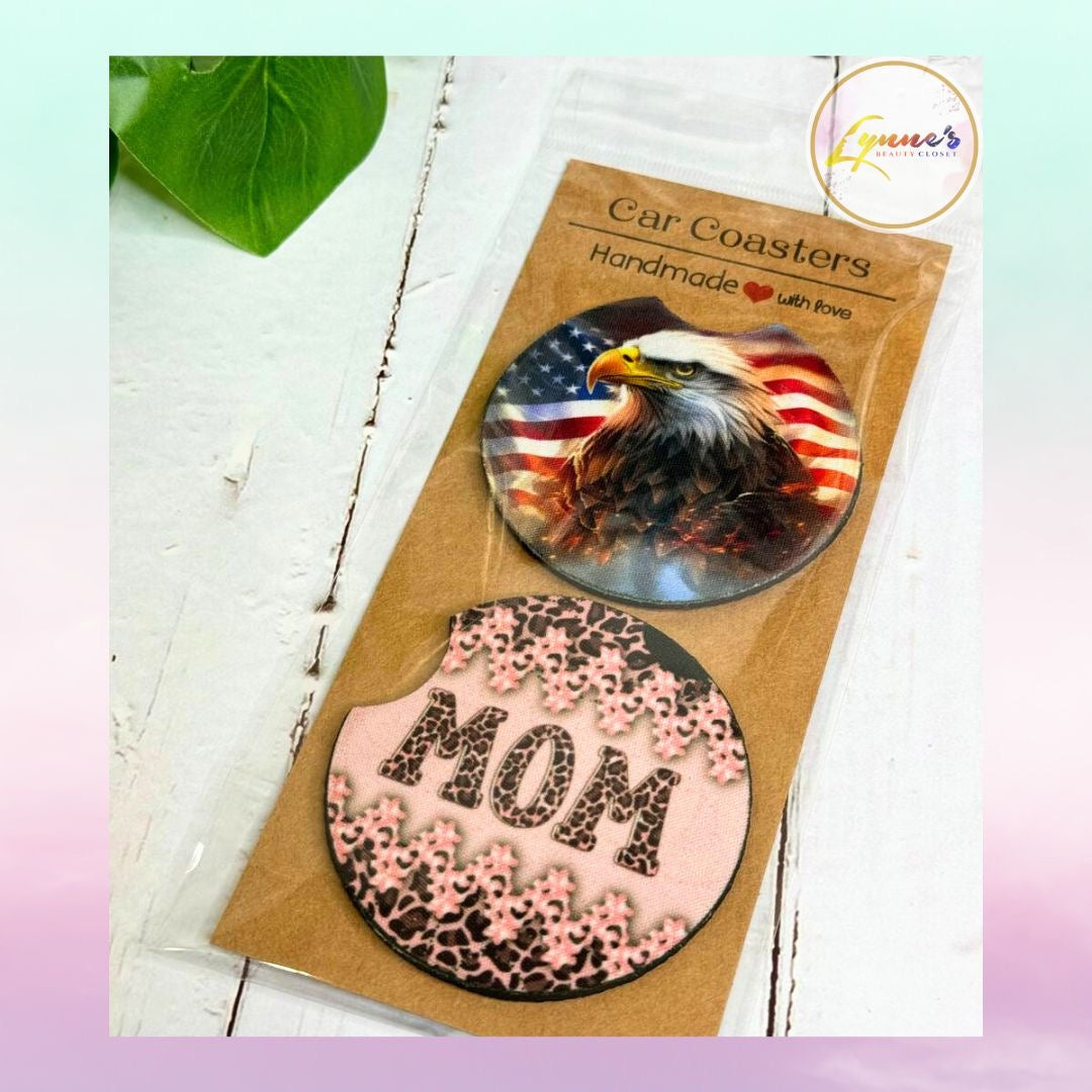 Car Coaster - Mom & Eagle - 1 Pair - Lynne's Beauty Closet