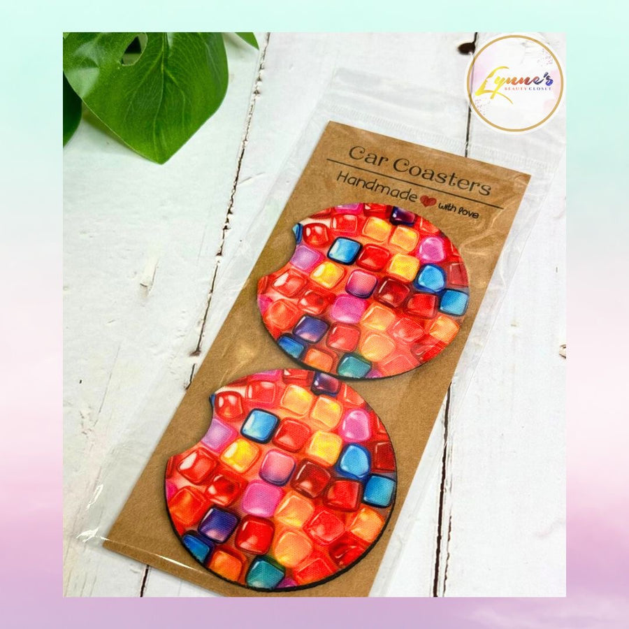 Car Coasters - Colorful Jelly - 1 Pair - Lynne's Beauty Closet