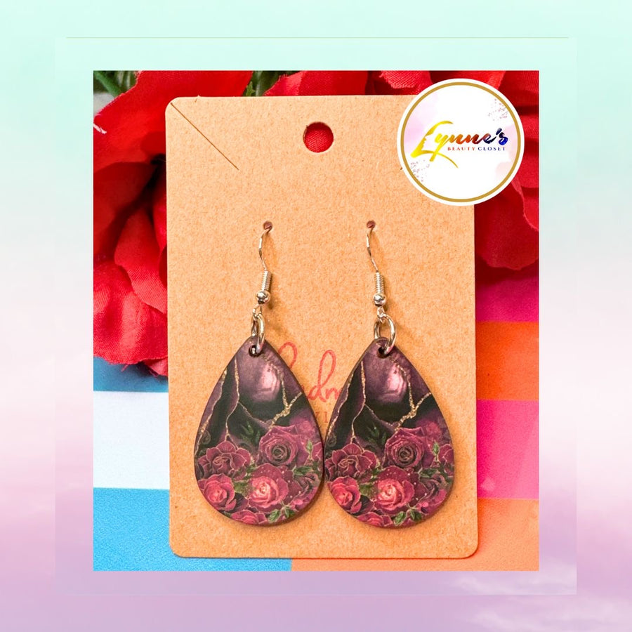 Teardrop Earrings - Rose - 1 Pair - Lynne's Beauty Closet