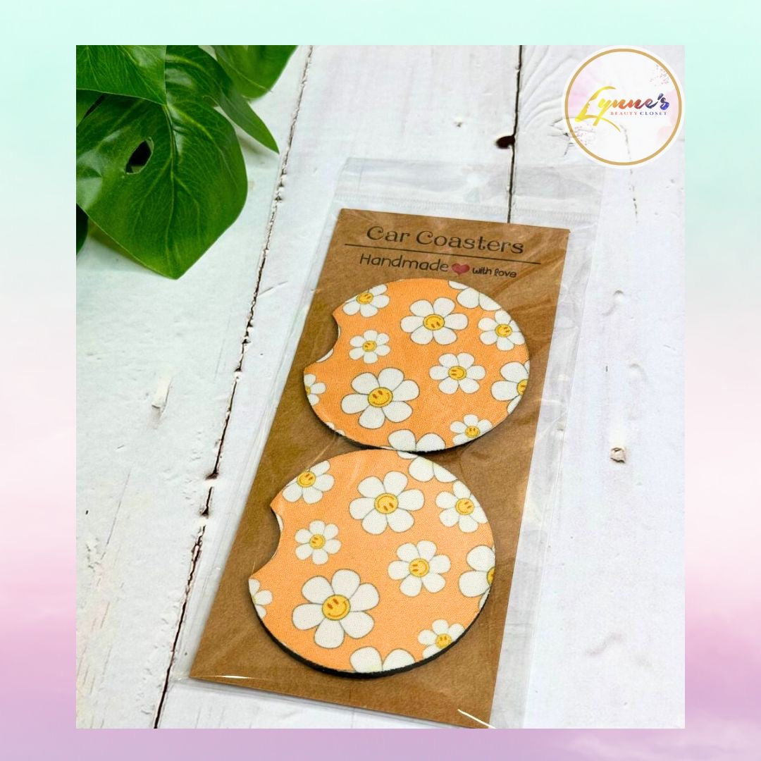 Car Coasters - Sunflower - 1 Pair - Lynne's Beauty Closet