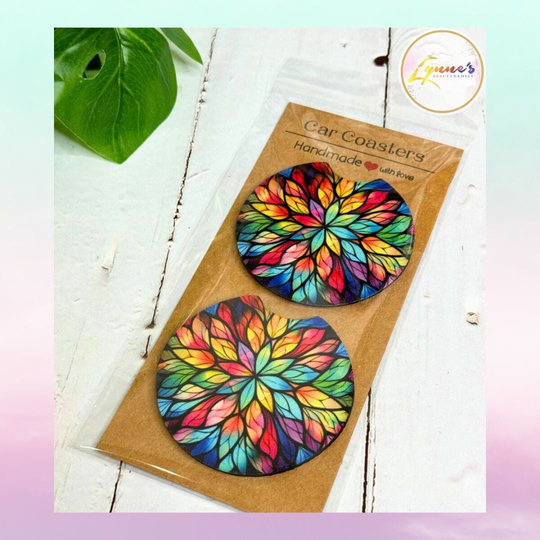 Car Coaster - Mandala - 1 Pair - Lynne's Beauty Closet