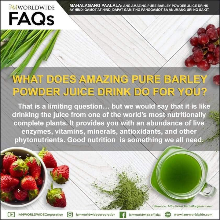 I AM Worldwide Amazing Pure Organic Barley Powder - 30g - Lynne's Beauty Closet