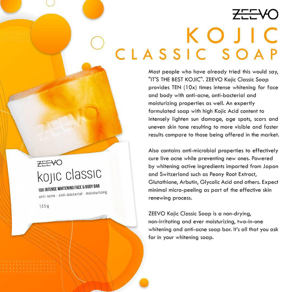Zeevo Kojic Classic Soap - 10x Intense Whitening Face & Body Bar - 135g - Lynne's Beauty Closet