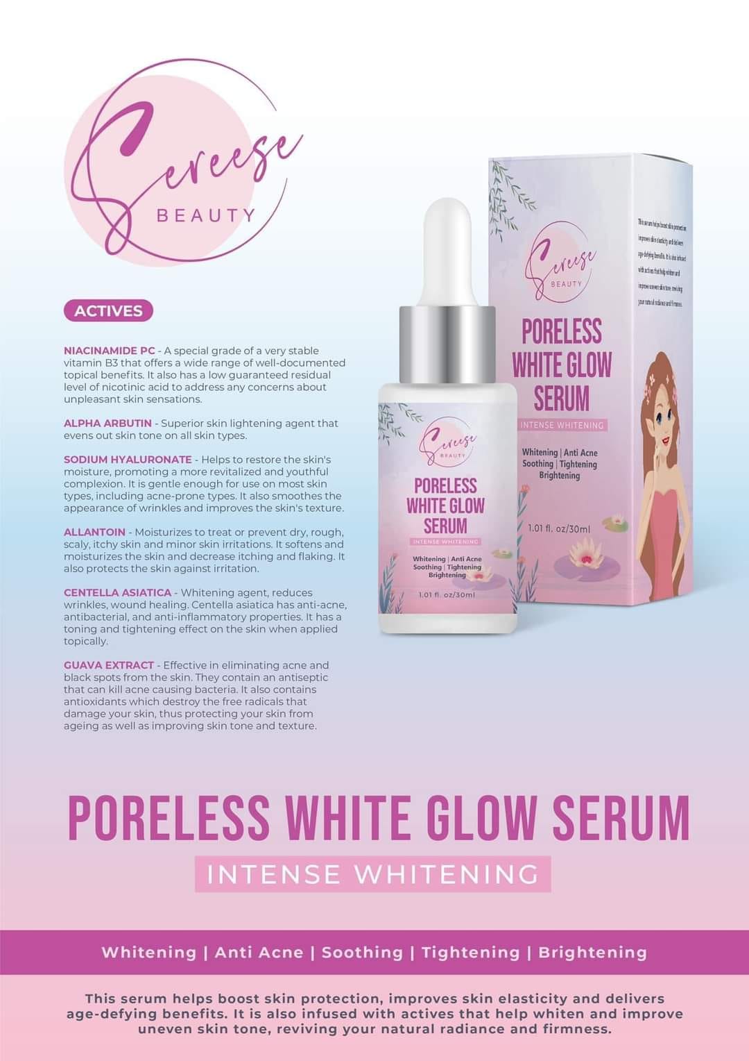 Sereese Beauty - Poreless White Glow Serum - 30mL - Lynne's Beauty Closet