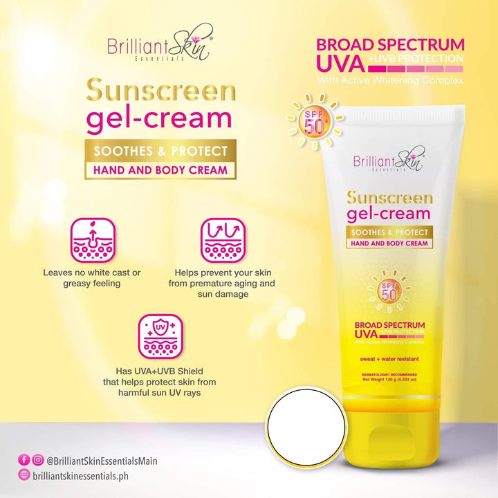 Brilliant Skin Sunscreen Gel Cream Soothes & Protect Hand & Body Cream - Lynne's Beauty Closet