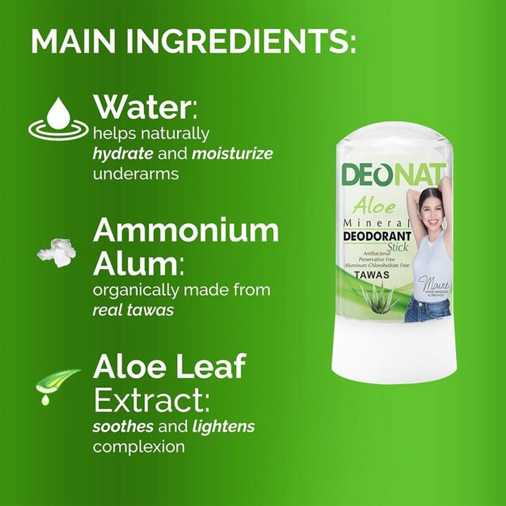 Deonat Aloe Mineral Deodorant Stick - 60g - Lynne's Beauty Closet