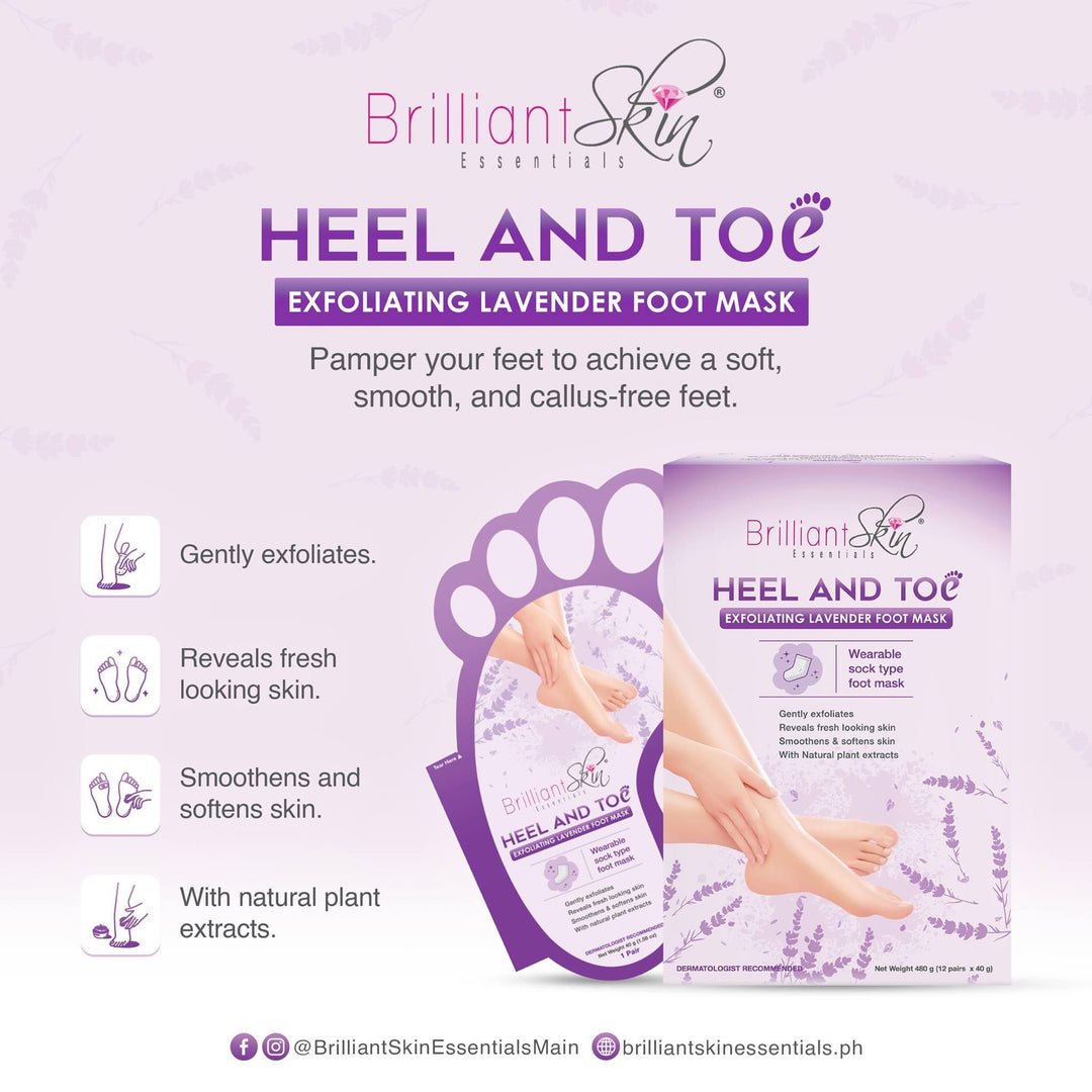 Brilliant Skin Heel & Toe Exfoliating Foot Mask - 1 Pair - Lynne's Beauty Closet