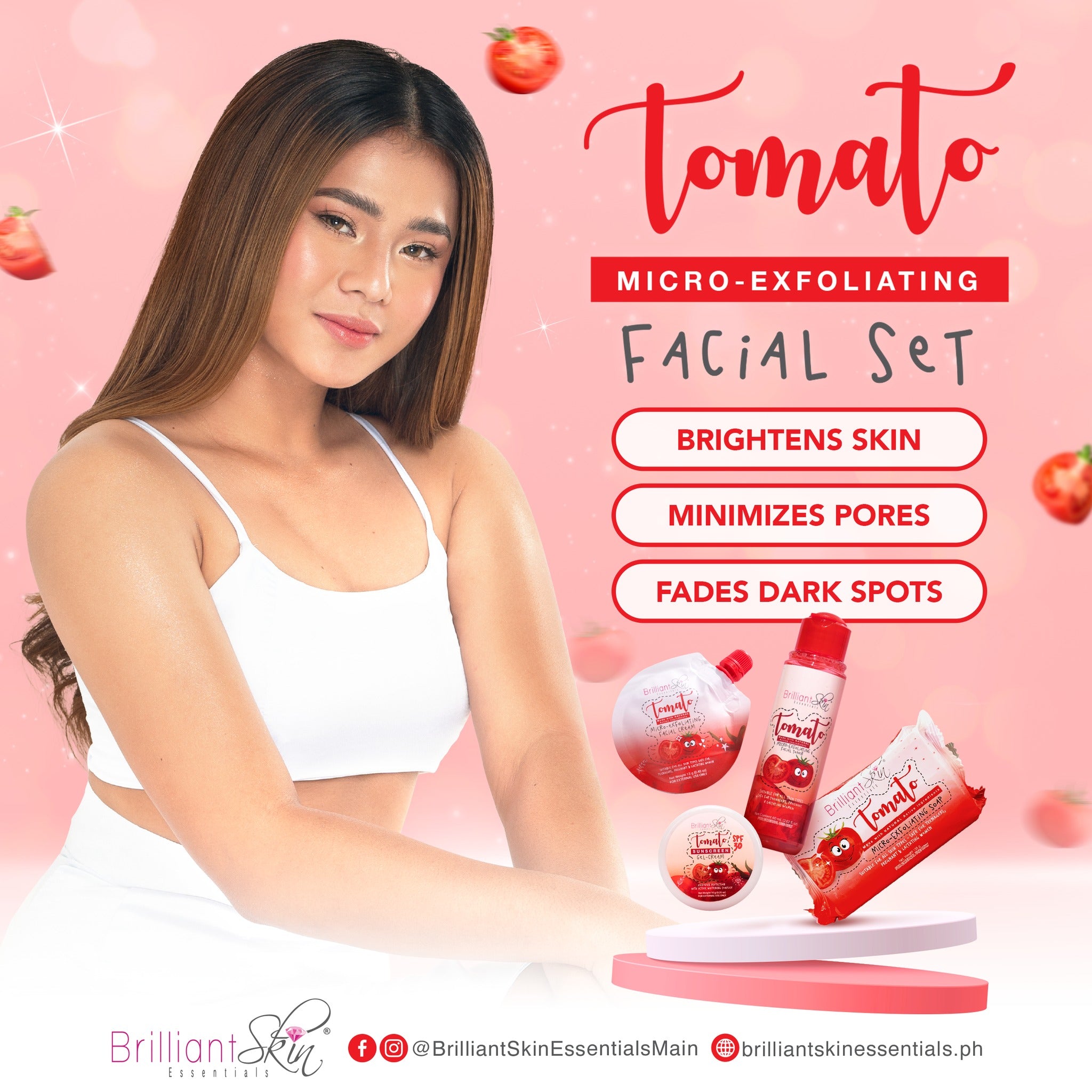 Brilliant Skin - Tomato Micro-Exfoliating Facial Set - 1 Set