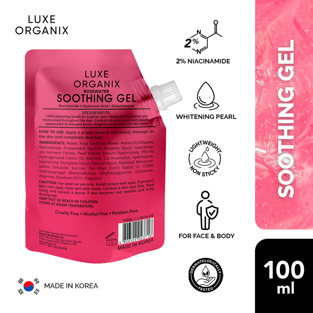 Luxe Organix - Rosewater Soothing Gel - 100mL - Lynne's Beauty Closet